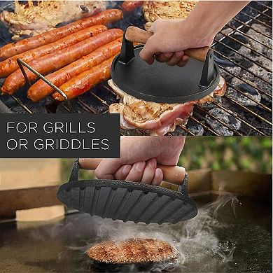 Cast Iron Grill Press Weight Steak Griddles