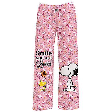 Collections Etc Peanuts Snoopy & Woodstock Smile You Are Loved Lounge Pants