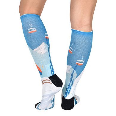 Sierra Socks Steep Slopes Pattern Coolmax Socks, Nature Collection For Men & Women Crew Socks