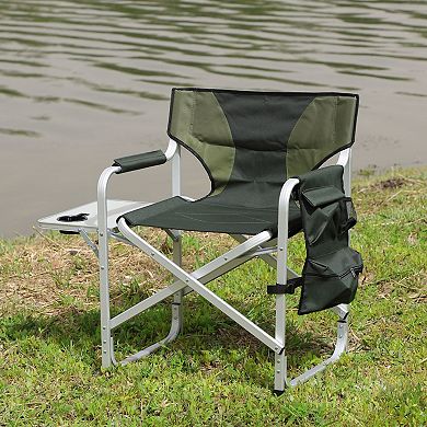 Hivvago Padded Folding Indoor And Outdoor Chair With Side Table And Storage Pockets
