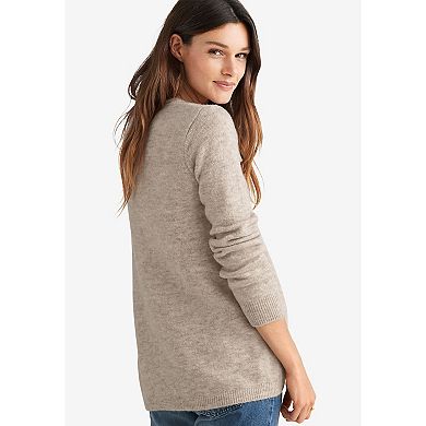 Ellos Women's Plus Size Button Trim Pullover Sweater