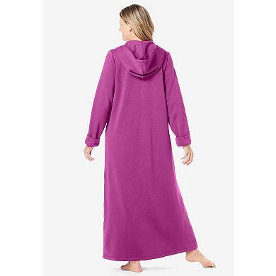 Dreams & Co. Women's Plus Size Long Hooded Fleece Sweatshirt Robe