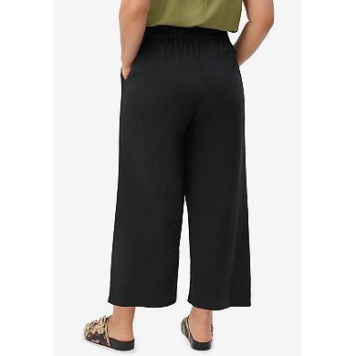 Ellos Women's Plus Size Cropped Soft Pants