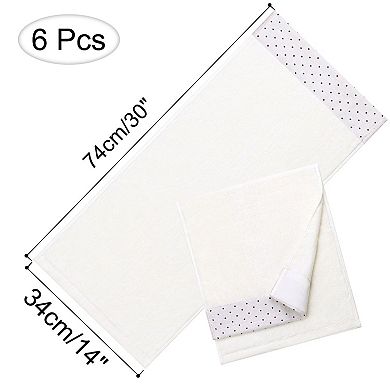 6 Pcs Cotton Soft Hand Towel Set 14" X 30"for Bathroom