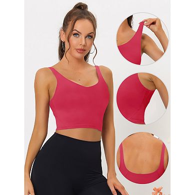 2pack Women's Workout Fitness Longline Wireless Padded Yoga Sports Bra With Medium Support