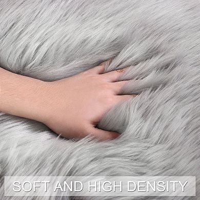 Faux Sheepskin Puffy Plush Area Soft Warm For Office Home Bedroom Floor Mats, 2 X 2 Feet