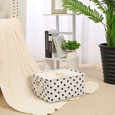 Storage Basket Bin With Cotton Handles, Fabric Storage For Clothes Towel
