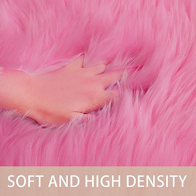 Double Heart Shaped Soft Faux Sheepskin Fur Plush Area Rugs Floor Mat Bedroom, 4 X 2 Ft(l*w)