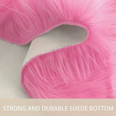 Double Heart Shaped Soft Faux Sheepskin Fur Plush Area Rugs Floor Mat Bedroom, 4 X 2 Ft(l*w)