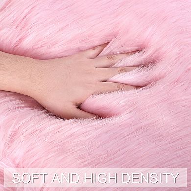 Faux Sheepskin Puffy Plush Area Soft Warm For Office Home Bedroom Floor Mats, 3 X 3 Feet