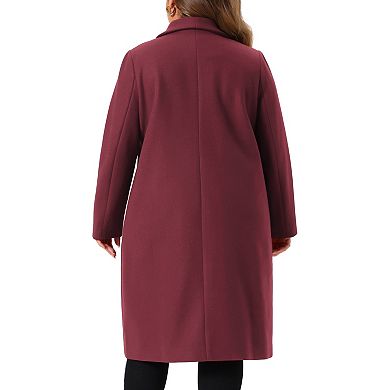 Women's Plus Size Peacoat Overcoat Notch Lapel Double Breasted Mid-long Trench Coat