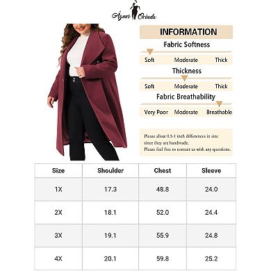 Women's Plus Size Peacoat Overcoat Notch Lapel Double Breasted Mid-long Trench Coat