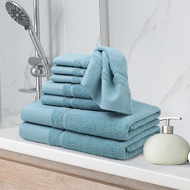 100% Combed Cotton 8 Piece Towel Set Soft 600 Gsm Luxury Absorbent For Bathroom Shower Towel