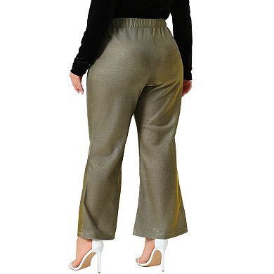 Women's Plus Size Metallic Sparkly Pants High Waist Wide Leg Pants Palazzo Trousers