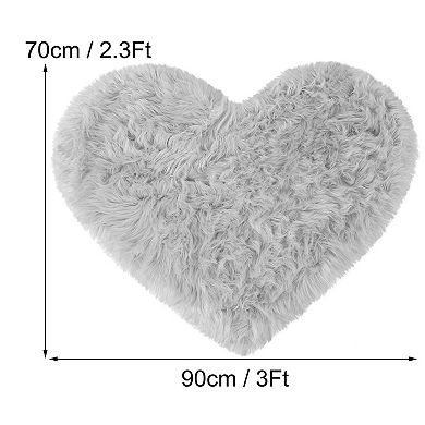 Heart Shaped Faux Fur Rug, Small Fluffy Carpet Girls, Cute Floor Mirror Mat, Throw Rugs For Bedroom