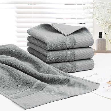 4 Pcs 100% Cotton Hand Towel Set 14"x30",soft And Absorbent Towels