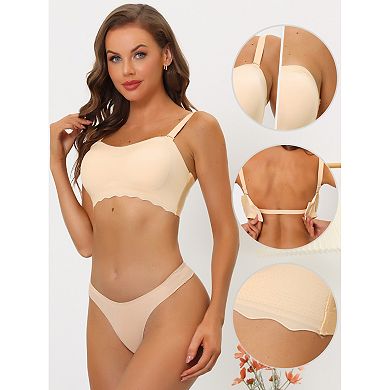 2packs Women's Wirefree Smooth Solid Non-slip Strapless Bandeau Bra