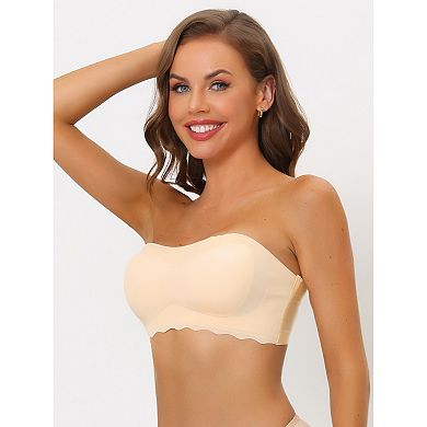 2packs Women's Wirefree Smooth Solid Non-slip Strapless Bandeau Bra