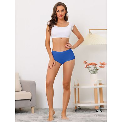 5 Packs Women's Boyshorts Underwear Unlined Invisible Mid Waisted Stretch Solid Panties