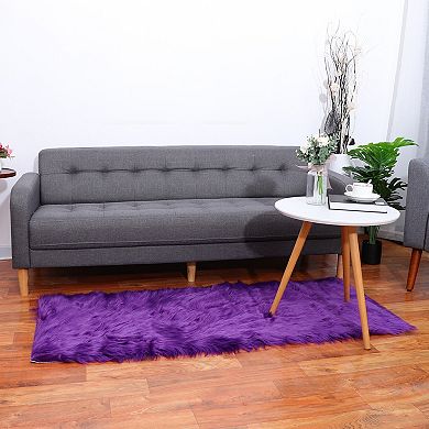 Artificial Animal Wool Modern Floor Mats, 2 X 5 Feet