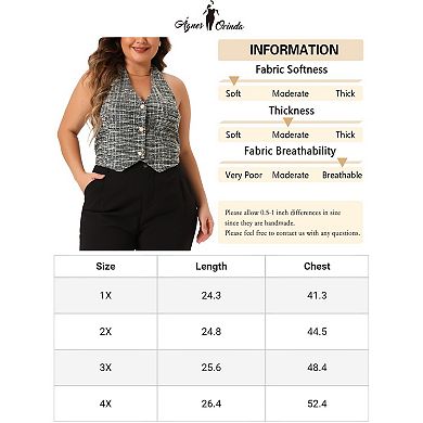 Plus Size Waistcoat Vest For Women Vintage Halter Button Down Tweed Suit Blazers Vests