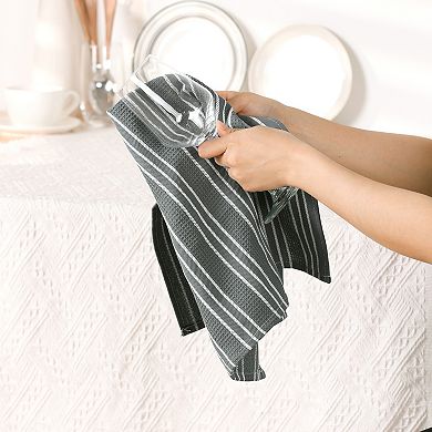 Medium Striped Waffle Weave  Kitchen Towels, Ultra Soft Absorbent Dish Towels 4 Pack