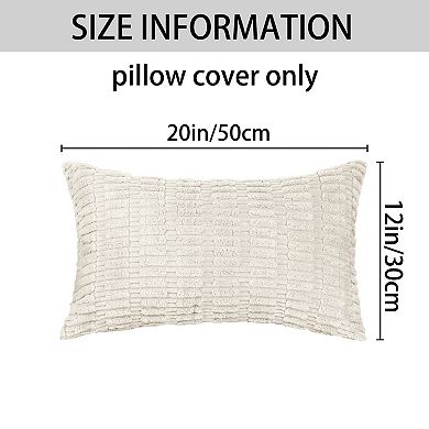 Soft Plush Decorative Throw Solid Striped Pillow Covers 4 Pcs 12" X 20"
