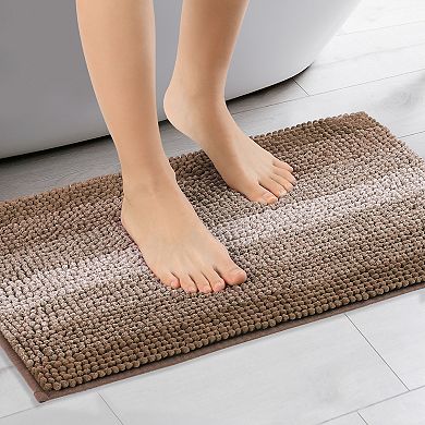 Striped Non-slip Plush Shaggy Bath Carpet Bath Mats For Bathroom Floor 16" X 24"