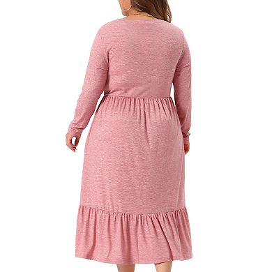 Plus Size Dress For Women Casual V Neck Tiered Beach A-line Dresses With Pockets
