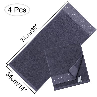 4 Pcs Cotton Soft Hand Towel Set 14" X 30"for Bathroom