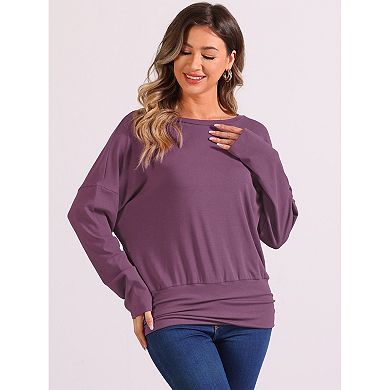 Casual Long Sleeve Knit Tops For Women's Drop Shoulder Loose Pullover Top Shirt Blouse