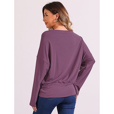 Casual Long Sleeve Knit Tops For Women's Drop Shoulder Loose Pullover Top Shirt Blouse