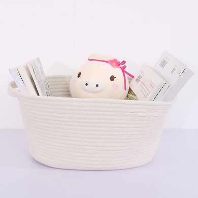 Home Accessories Cotton Rope Storage Basket With Handles Collapsible Storage Organizer