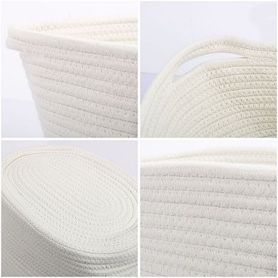 Home Accessories Cotton Rope Storage Basket With Handles Collapsible Storage Organizer