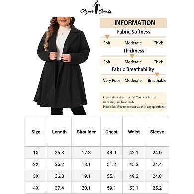 Women's Plus Size Trench Coat Double Breasted Notch Lapel A Line Peacoat With Pockets