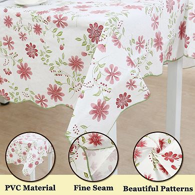 Vinyl Tablecloth Rectangle 41" X 60" Nine-petals Flower Pattern