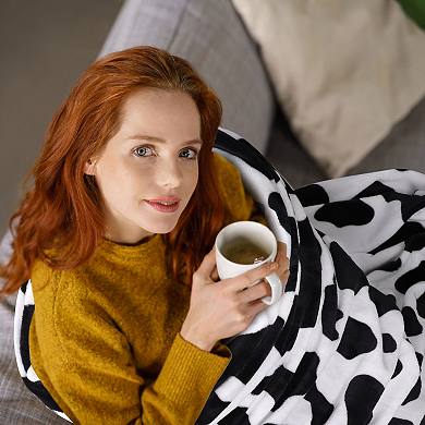 Cow Printed Blanket Soft 300gsm Fleece Flannel Throw Blanket Lightweight Cute Comfy Warm Cow Texture