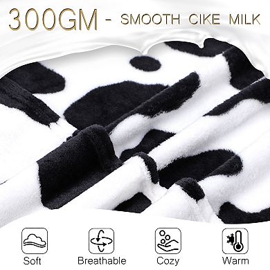 Cow Printed Blanket Soft 300gsm Fleece Flannel Throw Blanket Lightweight Cute Comfy Warm Cow Texture