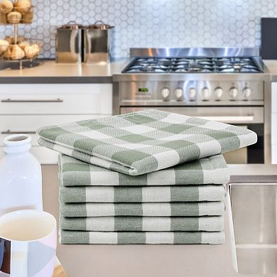 Dishcloths Set Of 6 Soft Absorbent Drying Kitchen Washcloths, Plaid With Hang Loop