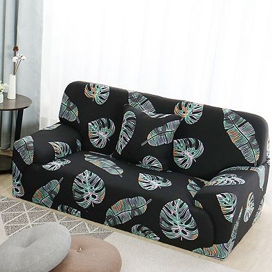 Elastic Spandex Sofa Covers Contemporary Floral Armchair Slipcover, Black X-large