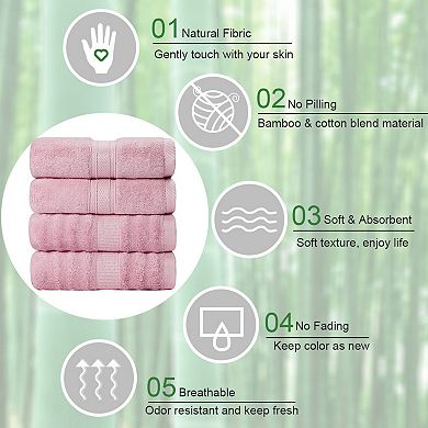 Luxury Bath Towels 4pcs 27"x54" Ribbed Super Soft And Absorbent 2 Style Bathroom Sheet