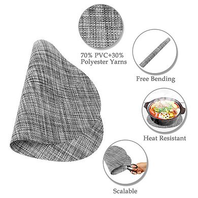 Washable Placemats 6pcs Woven Mats For Kitchen Oval, Gray, 18" X 12"