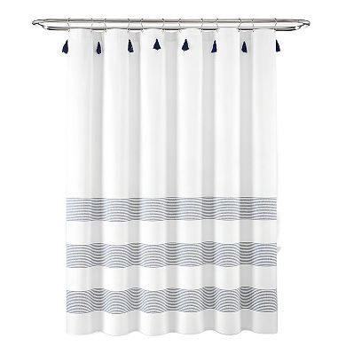 Lush Decor Boho Tassel Stripe Yarn Shower Curtain