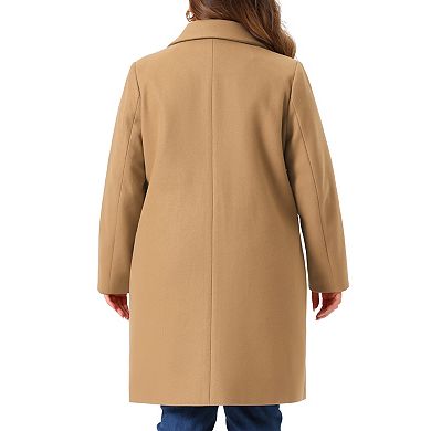 Plus Size Winter Coat For Women Casual Notch Lapel Single-breasted Peacoat
