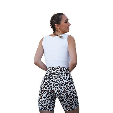 Fashnzfab Leopard Print High Waisted Fitted Yoga Biker Shorts