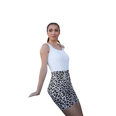 Fashnzfab Leopard Print High Waisted Fitted Yoga Biker Shorts