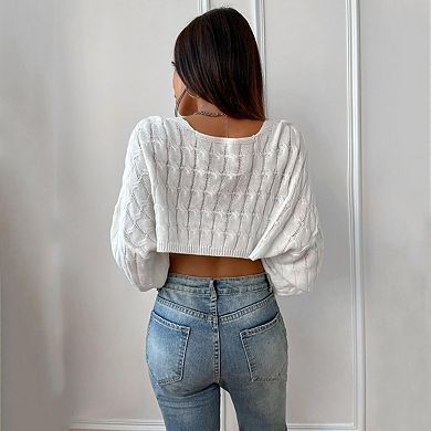 Womens Long Sleeve Open Front Crop Cardigan Sweater Drop Shoulder Shrugs Knit Bolero Sweaters Tops