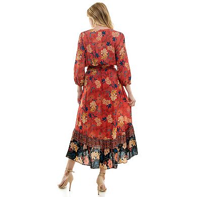 Women's Figueroa & Flower Belted Faux Wrap Maxi Dress