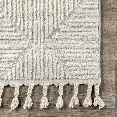 nuLOOM Kerry Textured Geometric Tasseled Area Rug