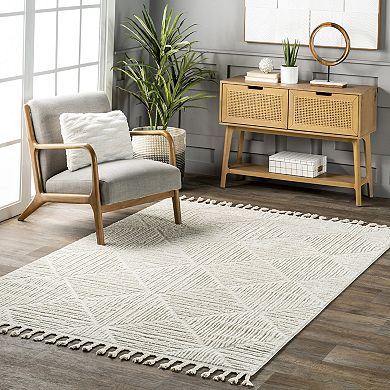 nuLOOM Kerry Textured Geometric Tasseled Area Rug